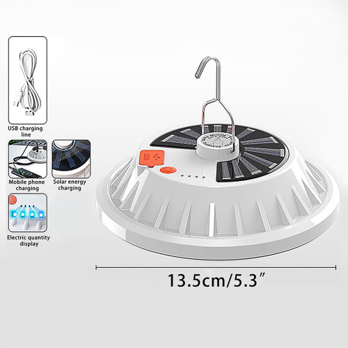 Solcelledrevet oppladbart LED-nødlys for camping og