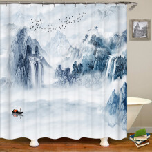 3D-Duschvorhang mit Naturlandschaftsmotiv, wasserdicht, aus Polyester