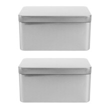 Boîte de rangement pour thé rectangulaire en fer-blanc (2 pièces)