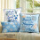 Beach-themed embroidered square accent pillow 3