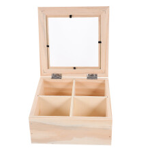 Boîte de rangement en bois pour sachets de thé avec fenêtre transparente (1 unité)