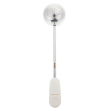 Boule à thé en acier inoxydable avec poignée, blanche