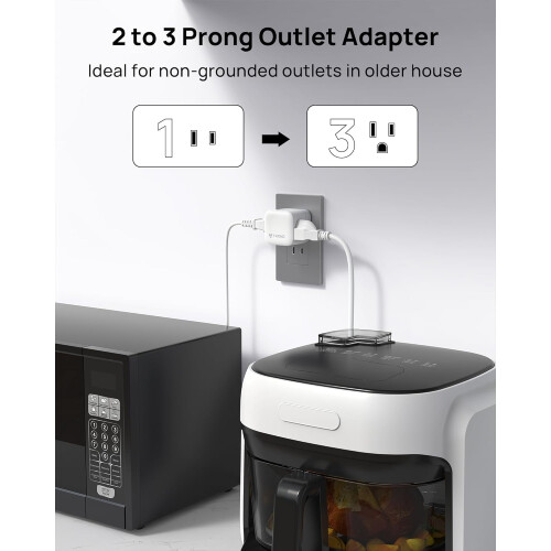 YANTONG 2-3 prong splitter 2 pack, 3-way extender with 1