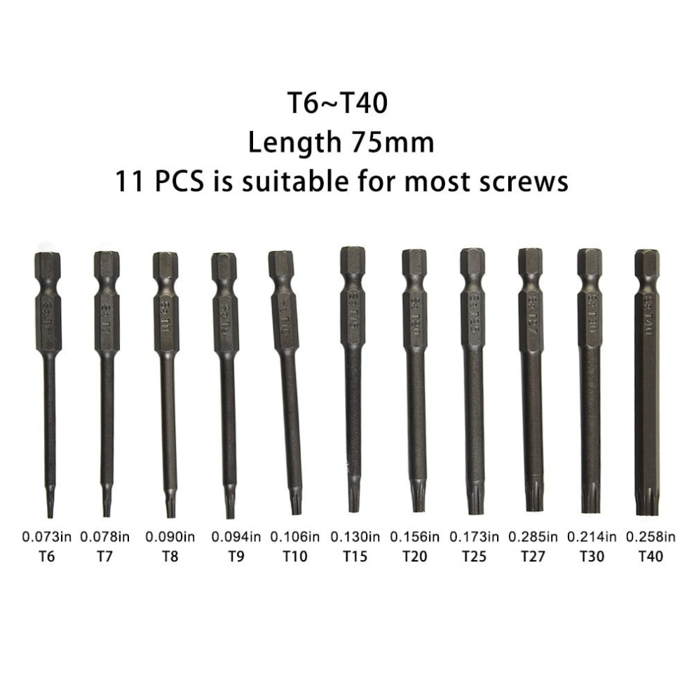 Torx Screwdriver Bit Set Magnetic Hex Security 11 Pcs 9107258944870