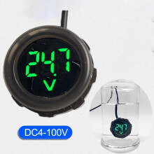 LED digitális voltmérő 5-100V DC kerek, kétvezetékes