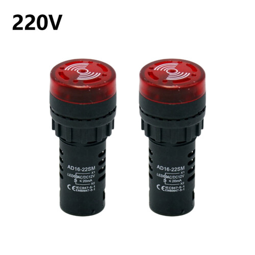 Mosiee Ηχητικός και Οπτικός Συναγερμός AC/DC 12V 24V 220V Κόκκινο 2 Τεμάχια 2