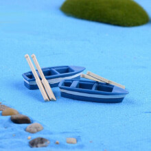 2 juegos de adornos de barcos de musgo en miniatura para micropaisajes (azul)