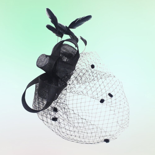 Bandeau bibi orné de filet et de plumes 1