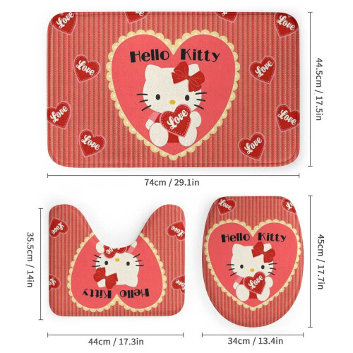 Hello Kitty Duschvorhang-Set mit rutschfester Badematte und 2