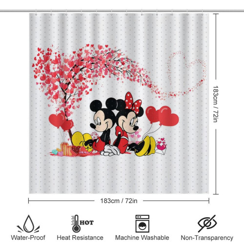 Σετ κουρτινών μπάνιου Mickey family με αντιολισθητικό χαλάκι μπάνιου και 1