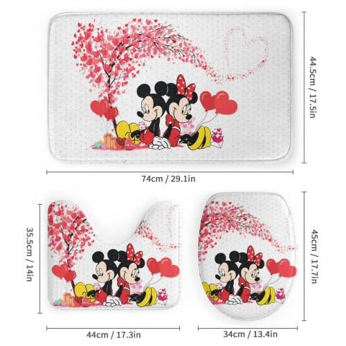 Σετ κουρτινών μπάνιου Mickey family με αντιολισθητικό χαλάκι μπάνιου και 2