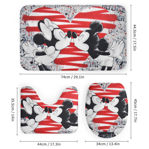 Ensemble rideau de douche Mickey avec tapis de bain antidérapant et 2
