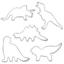 Set de tăietoare de biscuiți cu dinozauri din oțel inoxidabil, 5 buc.