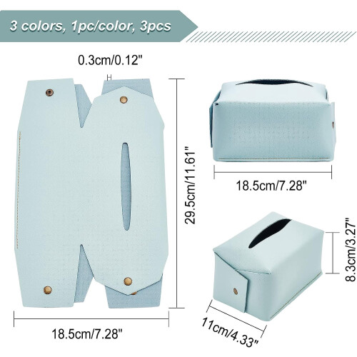 Boîte à mouchoirs rectangulaire en similicuir PU (3 pièces) 1