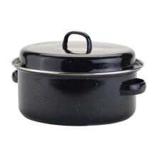 Enamel roasting pan with lid 28x28 cm black