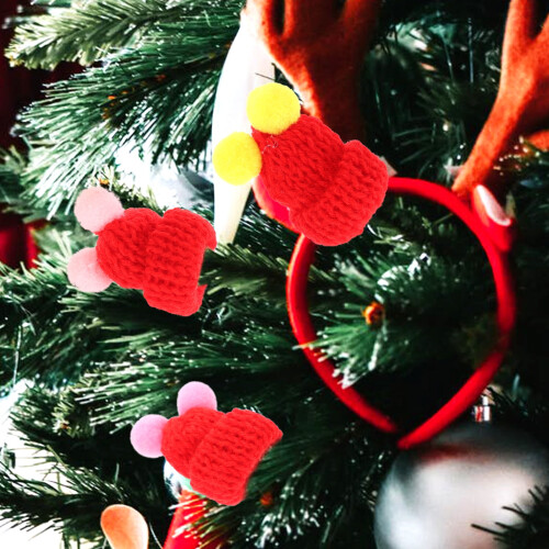 Mini gorro de Natal de tricô para boneca, faça você mesmo, 30 peças 2