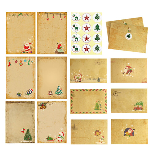 Christmas gift envelope set vintage kraft paper 12 pcs