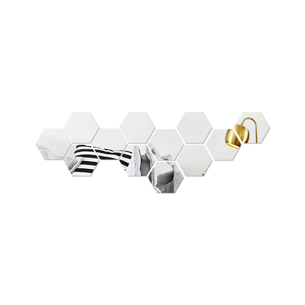 3D Mirror Hexagon Wall Sticker 12 Pieces 9314556142659