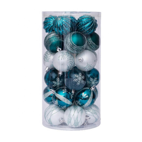 Blue Christmas Ornaments 6cm Shatterproof Plastic 30pcs