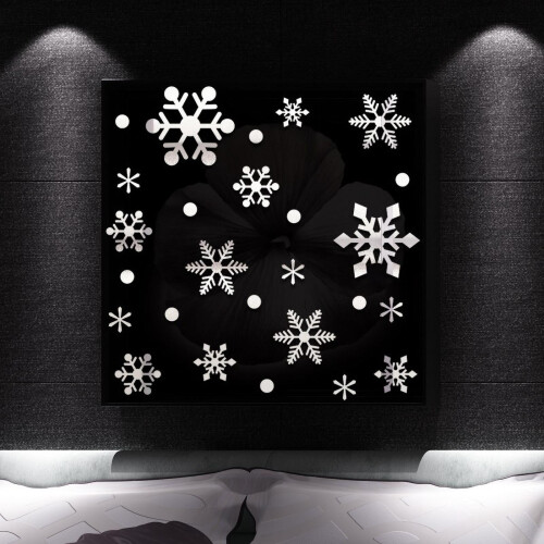 Χριστουγεννιάτικο αυτοκόλλητο τοίχου YiFudd Gold / Snowflake με καθρέφτη και διακόσμηση