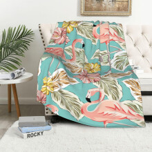 Yellow Hibiscus Flamingo Throw Blanket 40x60 inch