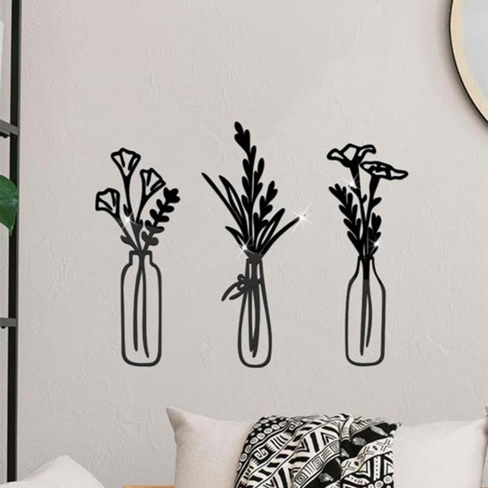 Yifudd Mirror Vase Wall Stickers For Living Room 3D 9314556641312