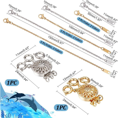 Necklace Chain Extender Gold Silver 10cm 1
