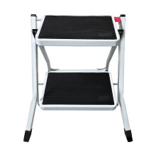 Folding 2 Step Ladder Portable Compact Anti-Slip Stable Steel Ladder Easy to Store for Kitchen Home Garage 150KG Capacity