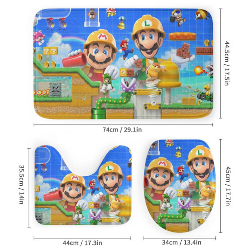 Mario Duschvorhang-Set mit rutschfester Badematte und Teppich 4 2