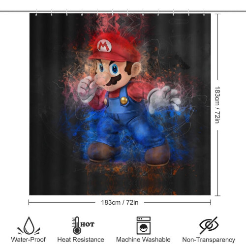 Σετ κουρτινών ντους Mario family με αντιολισθητικά χαλιά και μπανιέρα 1