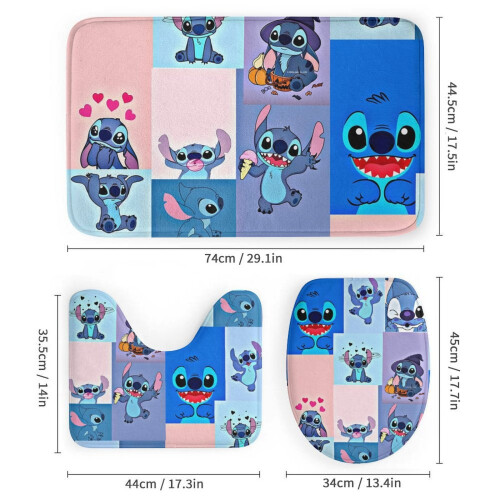 Σετ κουρτινών μπάνιου Stitch Family, μαύρο, 72x72 ίντσες, 4 τεμάχια 2