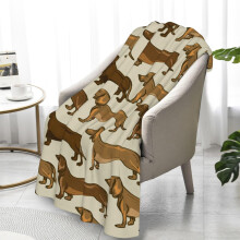 Beige Brown Dachshund Throw Blanket 30x50 inch