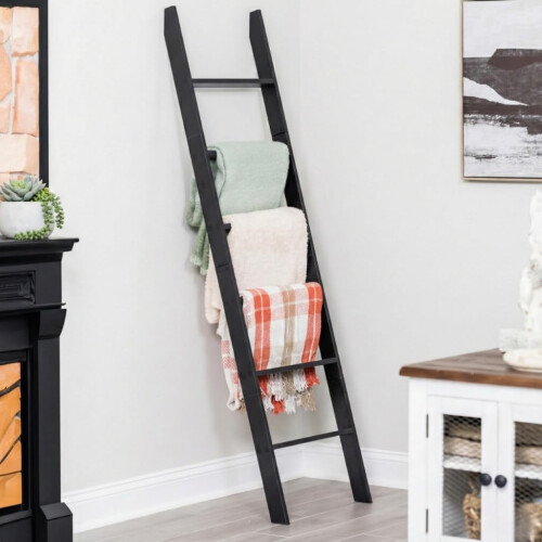 Rustikale Deckenleiter im Landhausstil, 6-stufig, 173 cm, Schwarz 1