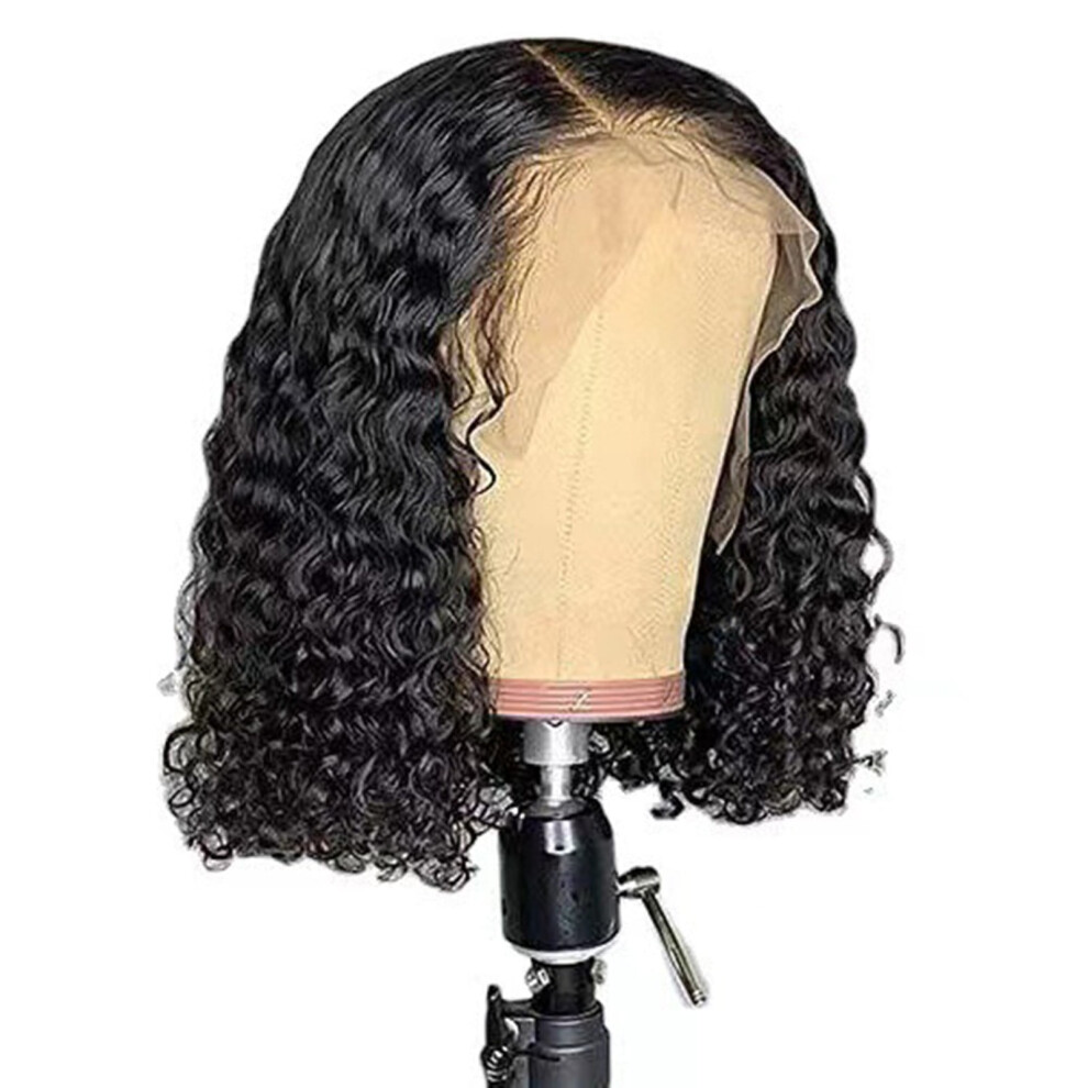 Human Hair Wig Deep Wavy 16 Inches Black