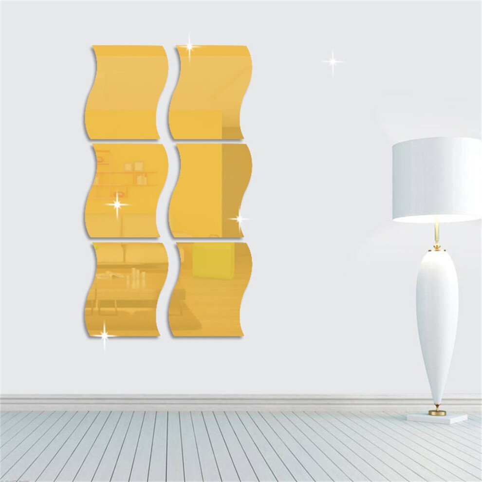 Yifudd Wavy Acrylic Mirror Wall Stickers 6 Pcs 9314556142697