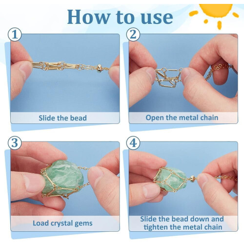 Stone Bracket Necklace Gold Pendant Holder 3 Sizes 2