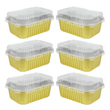 6 stuks rechthoekige aluminiumfolie bakvormen (6x4 cm) voor cake, geschikt voor oven, grillen, bakken, cupcakes, desserts, crème en pudding.