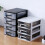 Gatuida bureau-organizer, transparant plastic, wit, 3 lades 6