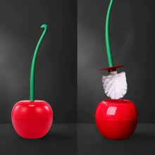 (red) 1pc Red Toilet Brush Creative Lovely Cherry Shape Lavatory Toilet Brush Holder Set Toilet Holder Bathroom Accessories