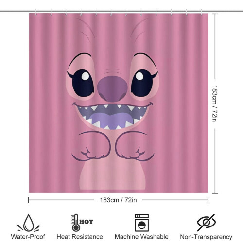 Σετ κουρτινών μπάνιου Stitch Family, μαύρο, 72x72 ίντσες, 4 τεμάχια 1