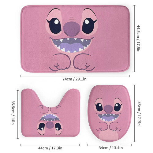 Σετ κουρτινών μπάνιου Stitch Family, μαύρο, 72x72 ίντσες, 4 τεμάχια 2