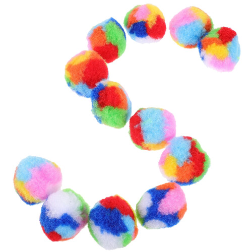 Cat toy yarn puff balls rainbow 20 pcs 2