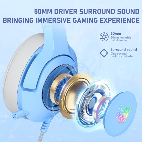 ONIKUMA K9 Gaming Headset Wired Over-Ear with Detachable 2