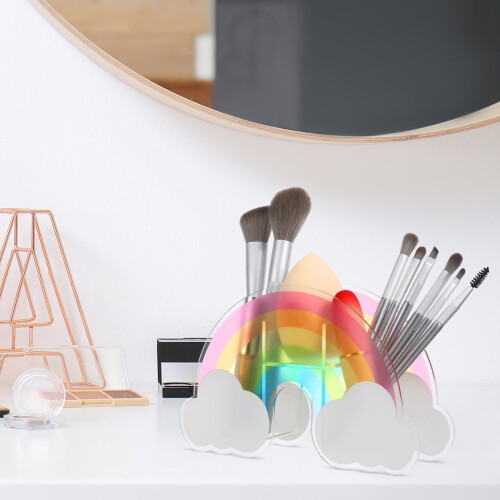 Akryl blyantholder til makeupbørster, regnbuedesign 2