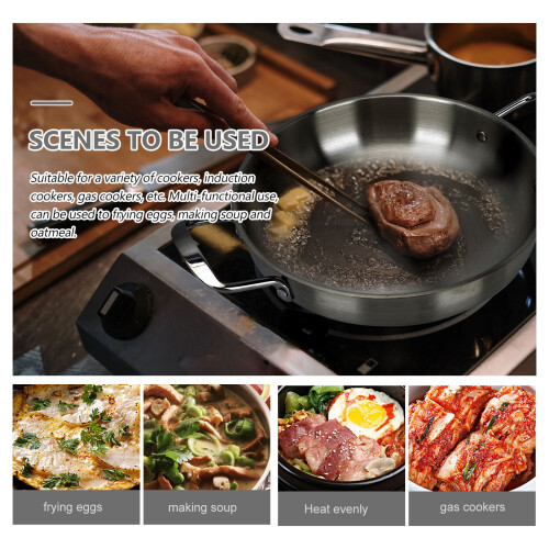 Stainless Steel Wok Pan with Double Handle 24cm 1