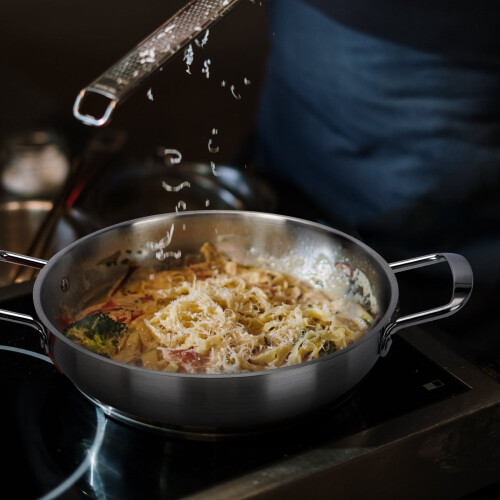 Stainless Steel Wok Pan with Double Handle 24cm 2
