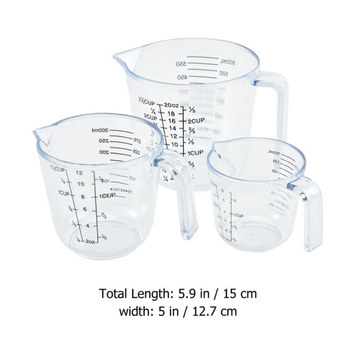 Mätkoppar i klart glas, set för kök, 3 delar 2