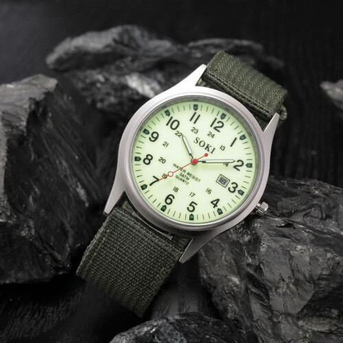 Kayannuo herre quartz armbåndsur med lærredsrem i rustfrit stål 1