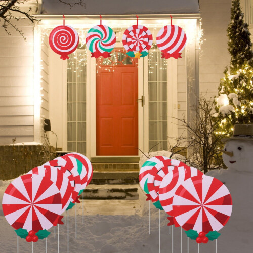 Pfefferminz-Weihnachtsschilder für den Garten, 4er-Pack 1