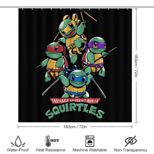 Squirtle Duschvorhang-Set mit rutschfesten Teppichen, 4-teilig 1
